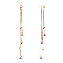 Arricraft 925 Sterling Silver Dangle Stud Earrings, with Ear Nuts, Box Chain and Ball Charms, Rose Gold, 94mm