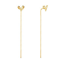 SHEGRACE Attractive 925 Sterling Silver Thread Earrings, Heart Knot, Golden, 60mm