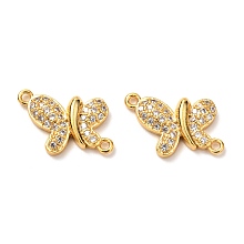 Honeyhandy Brass Micro Pave Cubic Zirconia Links Connectors, Real 18K Gold Plated, Long-Lasting Plated, Butterfly, Clear, 13x20x3mm, Hole: 1.4mm