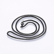 Honeyhandy 304 Stainless Steel Box Chain Necklaces, with Lobster Claw Clasps, Gunmetal, 23.6 inch(60cm), 2.5x2.5mm