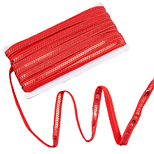 SUPERFINDINGS Sparkle Polyester Ribbons, with PVC Plastic Paillette, Garment Accessories, Red, 1/2 inch(13mm), about 39.37 Yards(36m)/Card