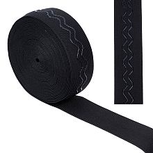 GORGECRAFT 10Ydsx 1.5 Inch Black Non-Slip Silicone Elastic Gripper Band Wave Tape Webbing Stretchy Strap Spool Wavy Band Roll Ribbon Flat Waistband for Clothing Garment Shorts Project