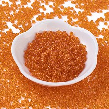 Honeyhandy Glass Seed Beads, Transparent, Round, Dark Orange, 8/0, 3mm, Hole: 1mm, about 10000 beads/pound