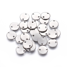 Honeyhandy 201 Stainless Steel Links connectors, Flat Round, Stainless Steel Color, 10x1mm, Hole: 1.4mm