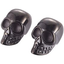 UNICRAFTALE 10pcs Gunmetal Smile Skull Bead 304 Stainless Steel Beads Metal Smooth Skull Spacer Beads for Jewelry Findings Bracelet Necklace Making 20x13.7x13mm, Hole 6.5mm