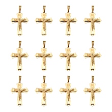 Honeyhandy Golden 304 Stainless Steel Crucifix Cross Big Pendants for Easter, 49x33mm, Hole: 12mm