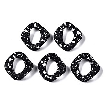 Honeyhandy Spray Painted CCB Plastic Linking Rings, Quick Link Connectors, for Jewelry Chain Making, Twist, Black, 32x30x7mm, Inner Diameter: 11.5x17.5mm