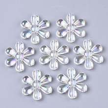 Honeyhandy Transparent Acrylic Beads, AB Color Plated, Flower, Clear AB, 24.5x22.5x5mm, Hole: 1.5mm