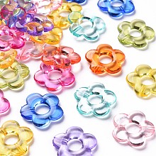 Honeyhandy Transparent Acrylic Bead Frames, Flower, Mixed Color, 19x20x3.5mm, Hole: 1.6mm, Inner Diameter: 6.5mm