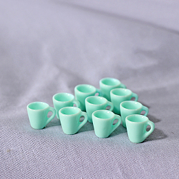 Honeyhandy Resin Miniature Teacup Ornaments, Micro Landscape Garden Dollhouse Accessories, Pretending Prop Decorations, Aquamarine, 16x13mm, 10pcs/set.