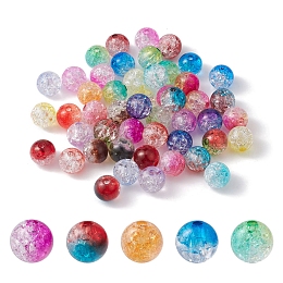 Honeyhandy Transparent Crackle Acrylic Beads, Round, Mixed Color, 10mm, Hole: 2mm