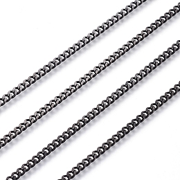 Honeyhandy 304 Stainless Steel Twisted Chains Curb Chains, Unwelded, with Spool, Faceted, Electrophoresis Black, 3x2x0.6mm, about 32.8 Feet(10m)/roll