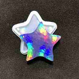 Honeyhandy DIY Laser Effect Star Pendant Silicone Molds, Resin Casting Molds, For UV Resin, Epoxy Resin Craft Making, White, Stain Pattern, 83x85x7mm, Hole: 3.5mm, Inner Diameter: 70x70mm