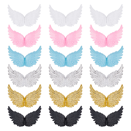 Arricraft 36Pcs 6 Colors Plastic Angel Wings Ornament, Craft Wings, for DIY Christmas Gift, Cake Decoration, Mixed Color, 80x50mm, 6pcs/color