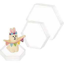 FINGERINSPIRE 3 Sizes Acrylic Display Block 1.6/1.9/2.7 inch Hexagon Shape Clear Polished Acrylic Display Base Solid Acrylic Cube Jewelry Stand Ring Showcase Holder Base for Collectibles Home Decor