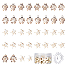 SUNNYCLUE DIY Gemstone Bracelet Making Kits, Including Starfish & Tortoise Synthetic Turquoise Beads, Elastic Thread, Beige, Beads: 100Pcs/set