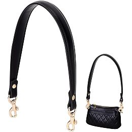 PandaHall Elite Black Genuine Leather Purse Strap 50cm(20 Inch) Bag Handle Replacement Shoulder Bag Strap with Clasps for Handbag Tote Briefcase Wallet DIY Handbag Making Underarm Bag