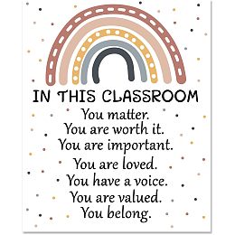 Arricraft 1 Pc Boho Rainbow Classroom Decor, In This Classroom Motivational Words Poster Bulletin Board Decoration for Nursery Teachers School Classroom Reading Rooms