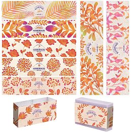 PandaHall Elite 9 Styles Wrap Label Tape, 90pcs Plants Soap Paper Wrapper Vertical Soap Paper Tag Soap Tape Labels Sleeves Covers for Soap Lotion Bars Bath Gift Wrapping, 8.2x1.9 inch