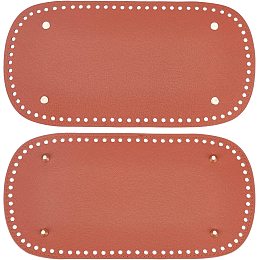 PandaHall Elite Crochet Bag Bottom Base 2pcs PU Leather Oval Bag Shaper Brown Cushion Pad with Holes Nails for Knitting Leather Bag Handbags Shoulder Bags DIY Accessories, 30x15cm/11.8x5.9", Hole: 4mm