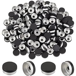 OLYCRAFT 200pcs 19.5mm Plastic Aluminum Flip Caps Black Flip Top Caps and Stoppers Flat Round Aluminum Alloy Cap Black Flip Top Caps for Lab Sample Glass Vial Repalcement