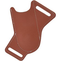 DICOSMETIC Edge Leather Sheath Long Sheath Buck Saddle Brown Cowhide Protective Case Pocket Durable Sheath Holder with Double Loops Outdoor Leather Sheaths for Belt