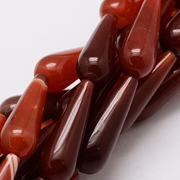 Honeyhandy Dyed Natural Carnelian Teardrop Beads Strands, 29~30x8.5~10mm, Hole: 1.5mm, about 13pcs/strand, 15.7 inch