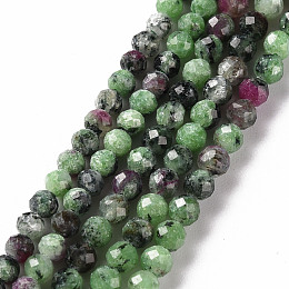 Honeyhandy Natural Ruby in Zoisite Beads Strands, Round, Faceted, 3mm, Hole: 0.5mm, about 116~133pcs/strand, 15.35 inch(39cm)