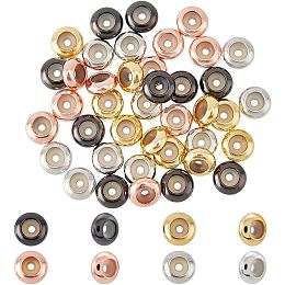 SUPERFINDINGS 40Pcs 10mm Stopper Beads with Rubber Inside Brass Slider Beads 4 Colors Adjustable Slider Clasps Round Beads Positioning Spacer Beads for DIY Crafts Jewelry Making, Hole:2mm