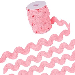 Gorgecraft 10 Yards Polyester Wavy Ribbon, Clothing Accessories, for Sewing and Art Craft Decoration, Pink, 3/4~1-3/8 inch(20~34mm)