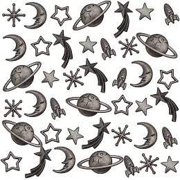 OLYCRAFT 112pcs Cosmos Themed Resin Fillers Resin Charms Alloy Epoxy Resin Supplies Planets Star Moon Rocket Filling Accessories Slime Charms for Resin Jewelry Making -Gunmetal