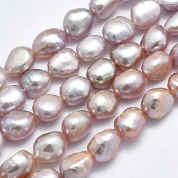 Honeyhandy Natural Cultured Freshwater Pearl Beads Strands, Oval, Thistle, 10~14x7~9mm, Hole: 0.8mm, about 37~38pcs/strand, 13.7 inch~14.1 inch