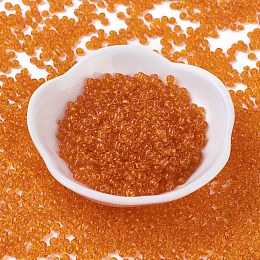 Honeyhandy Glass Seed Beads, Transparent, Round, Dark Orange, 8/0, 3mm, Hole: 1mm, about 10000 beads/pound