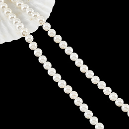 NBEADS About 94 Pcs Natural Shell Pearl, 8mm Antique White Pearl Strands Round Loose Beads Mother of Pearl Shell Bead for Jewelry Craft Making, Hole: 0.9mm