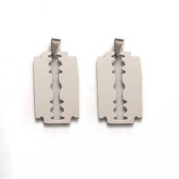 Honeyhandy 201 Stainless Steel Blade Pendants, Stainless Steel Color, 41.5x23.5x1.5mm, Hole: 4x9mm