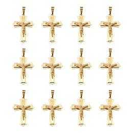 Honeyhandy Golden 304 Stainless Steel Crucifix Cross Big Pendants for Easter, 49x33mm, Hole: 12mm