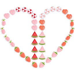 SUNNYCLUE 40Pcs 5 Styles Transparent Enamel Acrylic Beads Heart Watermelon Flat Round with Triangle Beads for Necklaces Bracelets Earring Jewelry Making Starter Supplies, Tomato