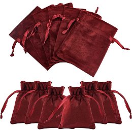 NBEADS 12 Pcs Dark Red Velvet Bags, 4.7x3.5" Drawstring Jewelry Pouches Jewelry Storage Bags Small Velvet Gift Bags for Traveling Rings, Bracelets, Necklaces, Earrings,WatchFavors