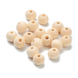 Honeyhandy Natural Unfinished Wood Beads, Round Wooden Loose Beads, Wheat, 8x7mm, Hole: 2.5mm