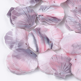 Honeyhandy Cellulose Acetate(Resin) Pendants, Shell, Lavender Blush, 18.5x18.5x3.5mm, Hole: 1.2mm