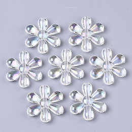 Honeyhandy Transparent Acrylic Beads, AB Color Plated, Flower, Clear AB, 24.5x22.5x5mm, Hole: 1.5mm