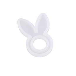 Honeyhandy Rabbit Shape Ring Silicone Molds, Resin Casting Molds, for UV Resin, Epoxy Resin Jewelry Making, White, 47x32x5mm