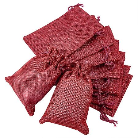 BENECREAT 30PCS Burlap Bags with Drawstring Gift Bags Jewelry Pouch for Wedding Party Treat and DIY Craft - 5.5 x 3.9 Inch, Red