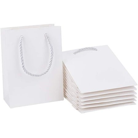 Pandahall Elite White Kraft Paper Bags 4.7x2.2x6.2 inches 20pcs Small Gift Bags Paper Shopping Bags Kraft Bags Retail Bags Party Bags Merchandise Bags