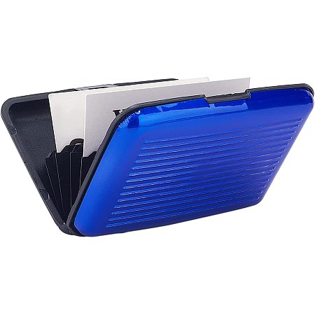 GORGECRAFT Aluminum Wallet Credit Cards Holder RFID Credit Card Protector Wallet with 6 PVC Slots to Block Identity Thieves, Blue