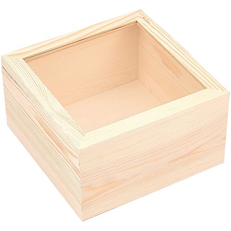 Wooden Box Square Storage Decoupage Craft Unpainted Plain Wood Boxes 