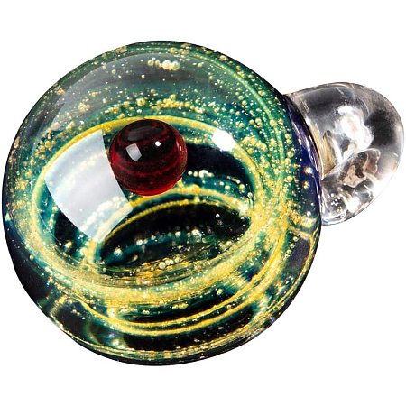 BENECREAT Natural Nebula Glass Pendant Necklace Unique Universe Galaxy Glass Ball Pendant Jewelry with Double Glass Beads for Girl Women Lovers, Unique Birthday Gift - Gold