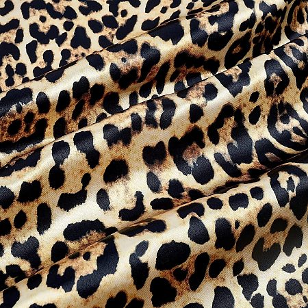 FINGERINSPIRE Stain Leopard Fabric 59x79 inches/150x200cm (Light Khaki) Satin Imitation Silk Leopard Fabric Decorative Cheetah Pattern Fabric for DIY Sewing Crafts