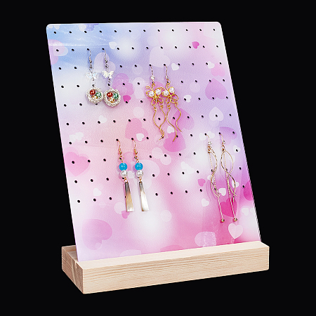 PandaHall Elite 120 Holes Earring Holder, Earrings Organizer Display Pegboards with Wood Bases Jewelry Rack Display Ear Studs Display Stand for Jewelry Display, 3.1x8x10 Inch/8x20x25cm