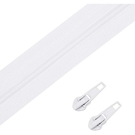 BENECREAT 30 Yard/27m Nylon Closed-end Zipper #5 White Nylon Zippers Sewing Zippers with 30PCS Alloy Zipper Puller for Tailor Sewing Crafts